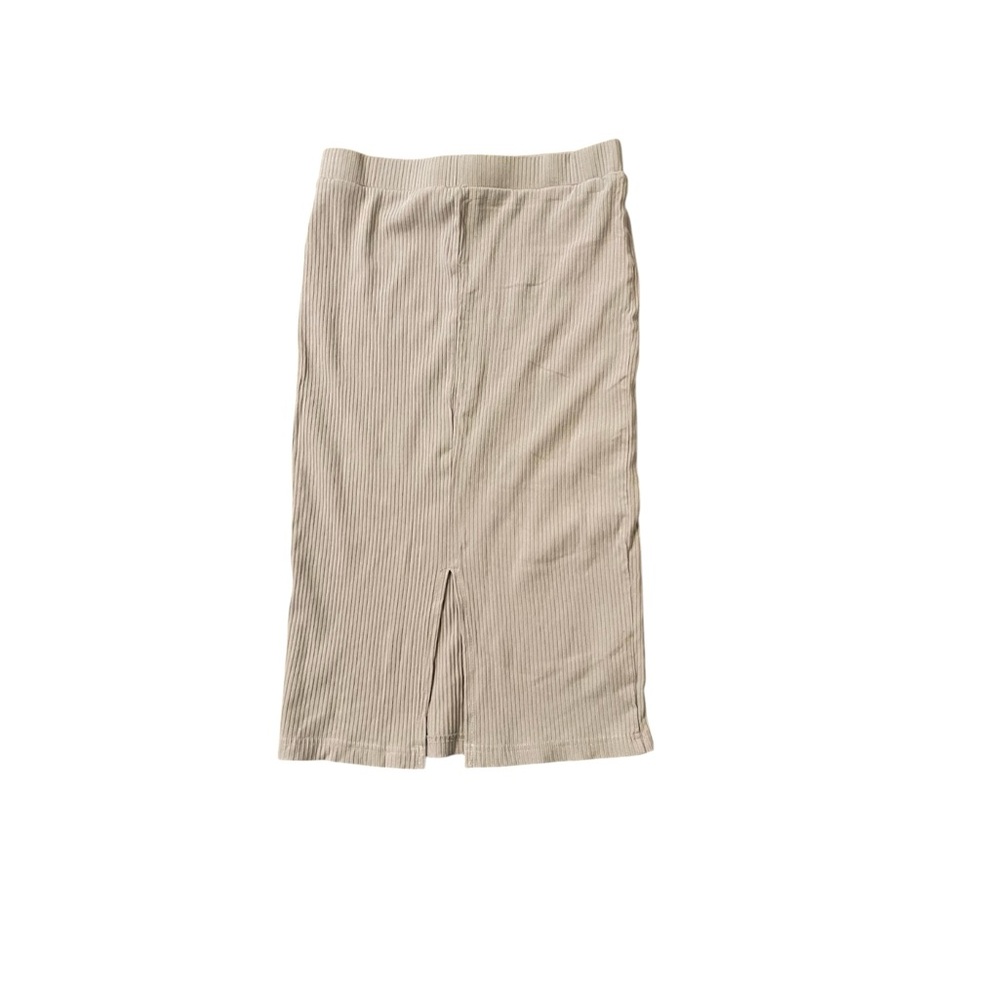 Umgee ribbed midi skirt bodycon in cream - Picture 2 of 4